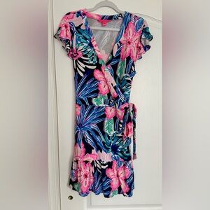 Lilly Pulitzer Tropical Floral Mini Dress - Pink and Blue